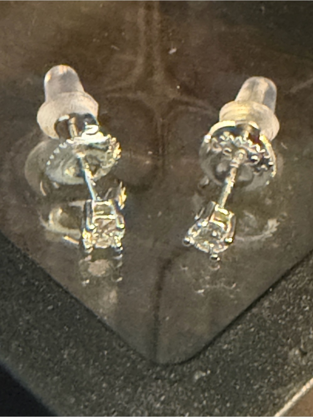 Silver Clear Moissanite Stud Earrings - Women Jewelry